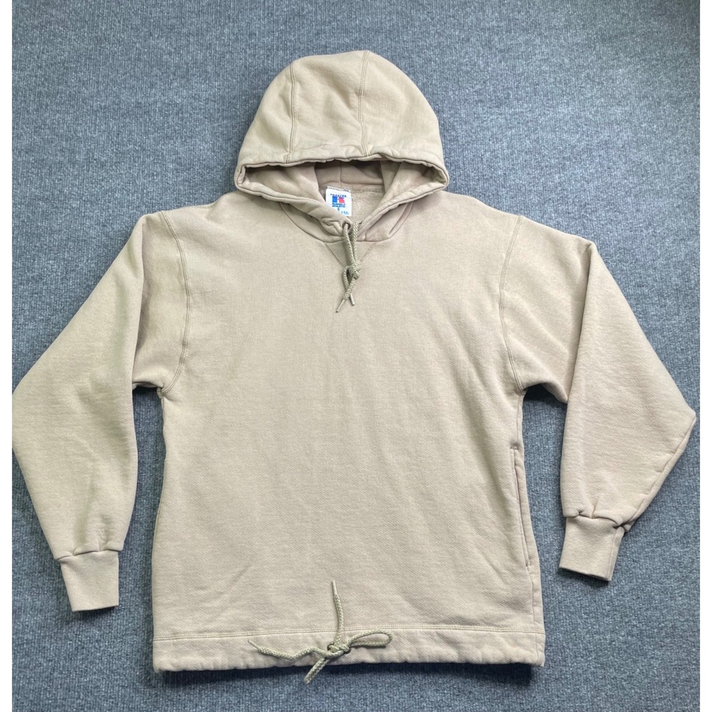 Russell Athletic‎ Hoodie Mens S Tan High Cotton Vintage Made in USA Drawstring